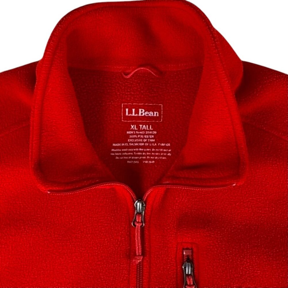 LL Bean Mens XLT Fleece Sweater Vest Red POLARTEC Pockets Cinch Waist Full Zip - Picture 4 of 13